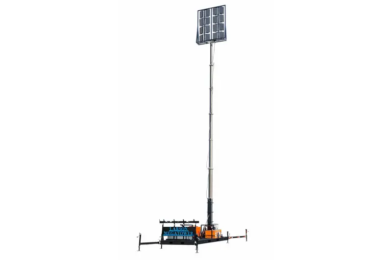 Larson Electronics 65' Megatower™ - Skid Mount - 480V 1Ph - (20) 500W Leds - Auto Retract - Disconnect Switch, Camlocks 1