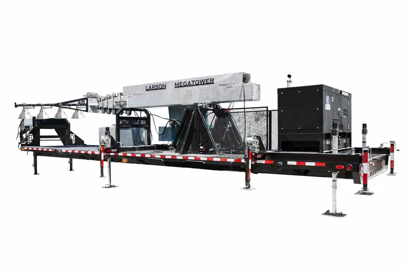 Larson Electronics 65' Self-Contained Megatower™ On Skid Mount - (20) Mh Lamps - Auto Retract/Sync'd Controls - Anchor 1