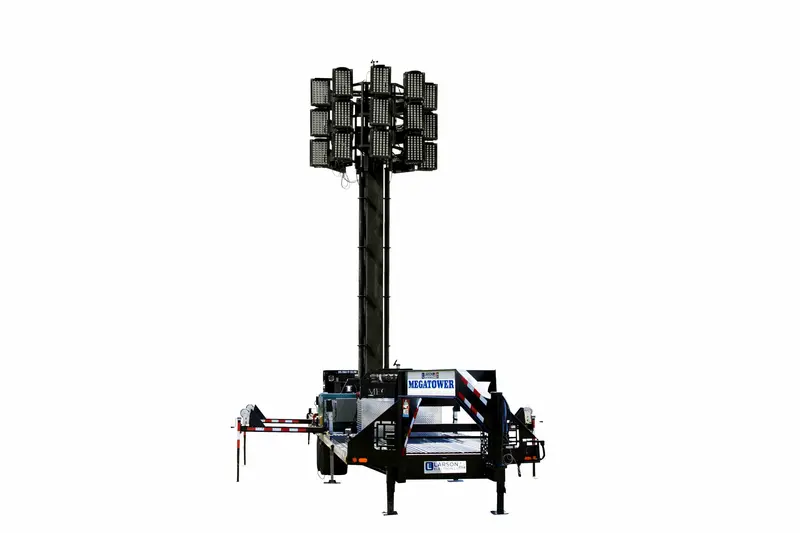 Larson Electronics 77' Hydraulic Megatower™ Light Plant For Cold Weather - 33' Trailer - (20) Led Lamps, 20Kw Genset, Auto Retract 1