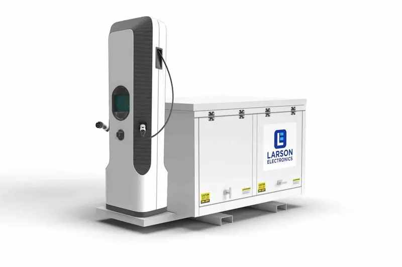 Larson Electronics Temporary Electric Vehicle Charging Station W/ Diesel Generator - Level 3 Charger, (2) Ports - 150 Gallon Tank/Skid Mount 1