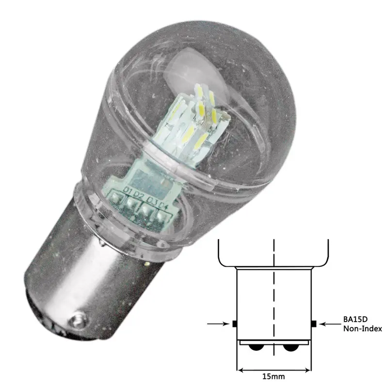 Lunasea Bayonet Led Bulb Ba15d - 10-30Vdc/1W/75 Lumens - Warm White [Llb-26Fw-21-00] 1