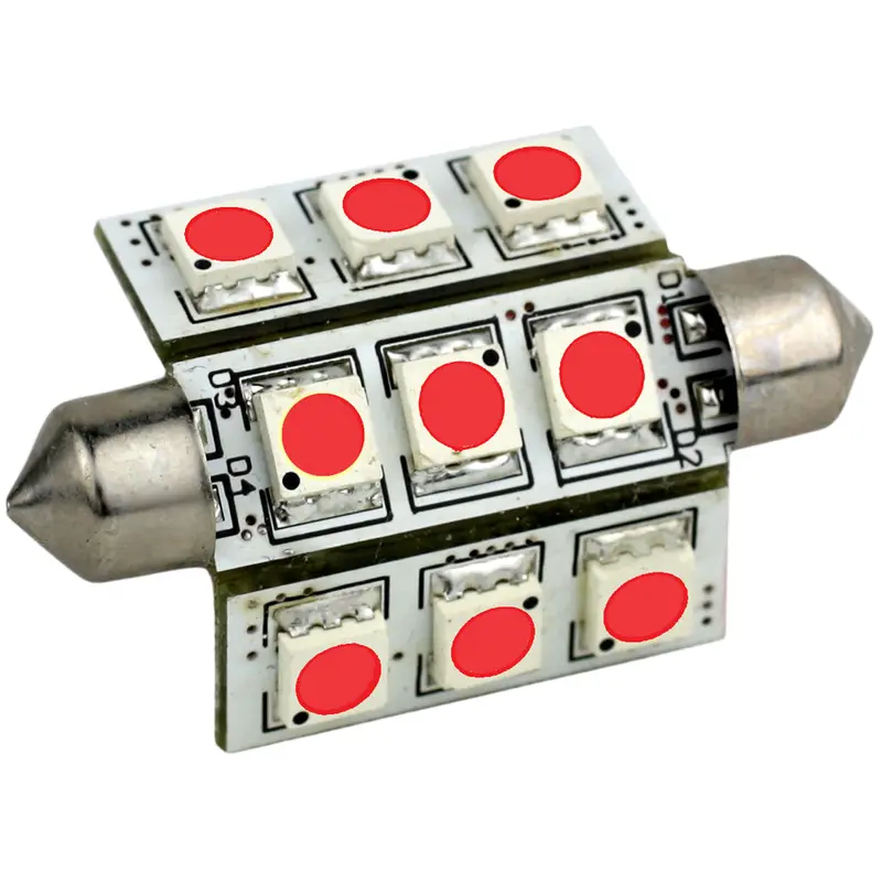 Lunasea Pointed Festoon 9 Led Light Bulb - 42Mm - Red [Llb-189R-21-00] 1