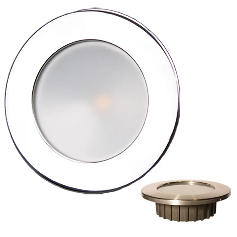 Lunasea Zero Emi Recessed 3.5 Led Light - Warm White, Red W/Polished Stainless Steel Bezel - 12Vdc [Llb-46Wr-0A-Ss] 1