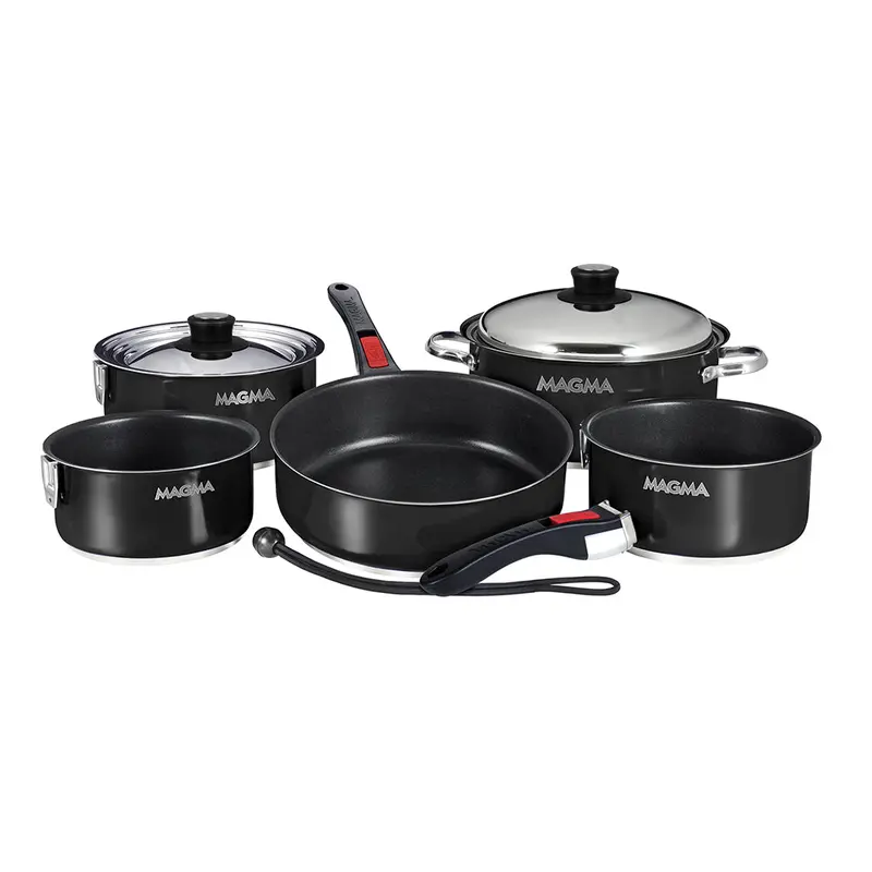 Magma Nestable 10 Piece Induction Non-Stick Enamel Finish Cookware Set - Jet Black [A10-366-Jb-2-In] 1