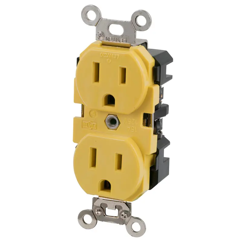 Marinco 15A 125V Yellow Duplex Straight Blade Receptacle [5262Crr] 1