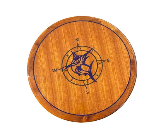 Mariteak Round Table W/ Marlin/Compass Rose Inlay | Size 36" Diameter 1