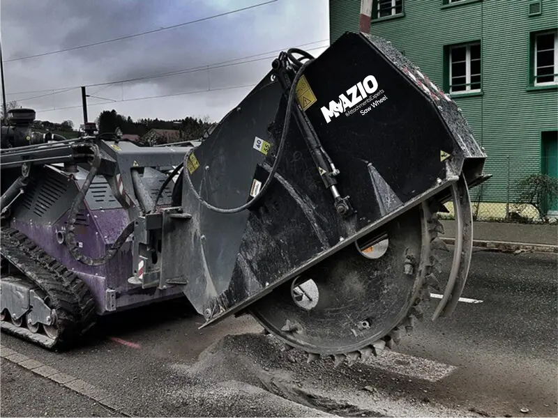 Mazio Ssl Skid Steer Saw Wheel | Wheel Saw 12 & Wheel Saw 15 | Hydraulic Flow Range 24-40 Gpm | For Skid Steer Loaders 1