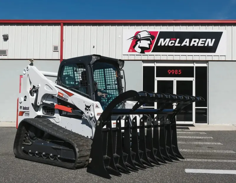 Mclaren Industries Clam Style Root Rake Grapple | Model 60X700x66, 60X700x78 & 60X700x78 | Width 66", 78", 84" | 10 To 15 Gpm | For Skid Steer & Loader 1