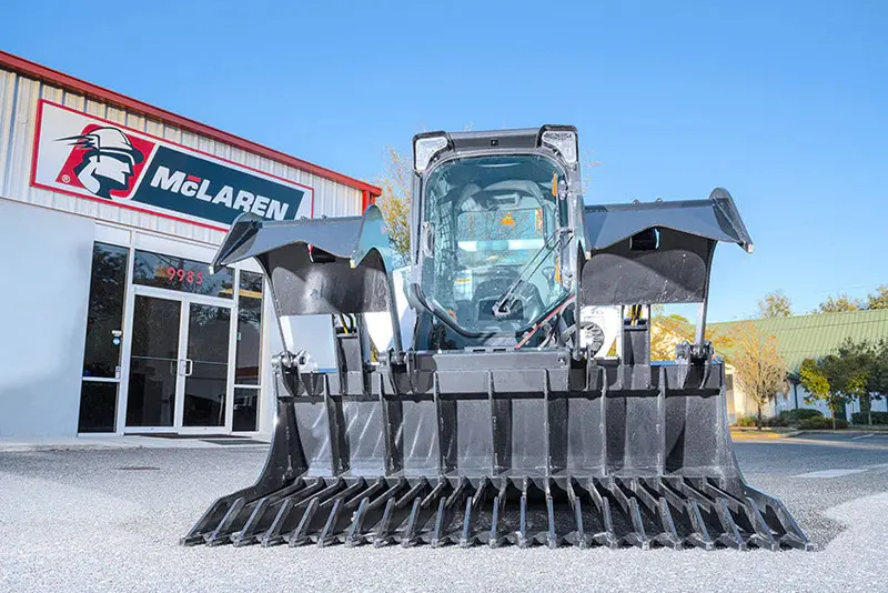 Mclaren Industries Extreme Duty Rock Grapple Bucket | Model 60X126x66 To 60X126x84 | Width 66" To 84" | 15 To 25 Gpm | For Skid Steer 1
