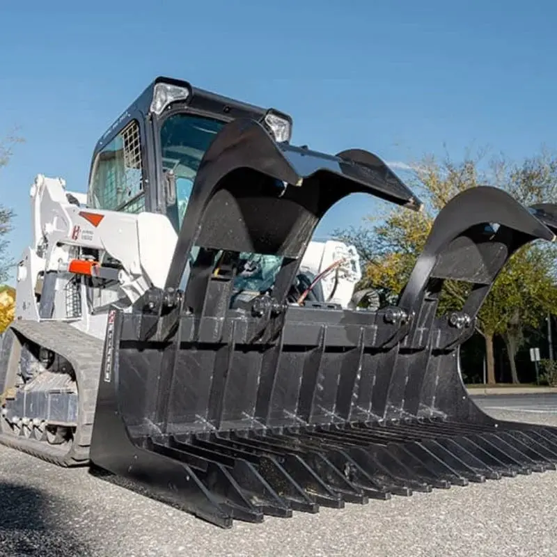 Mclaren Industries Rock Rake Grapple Bucket | Width 66" To 84" | 15 To 25 Gpm | For Skid Steer 1
