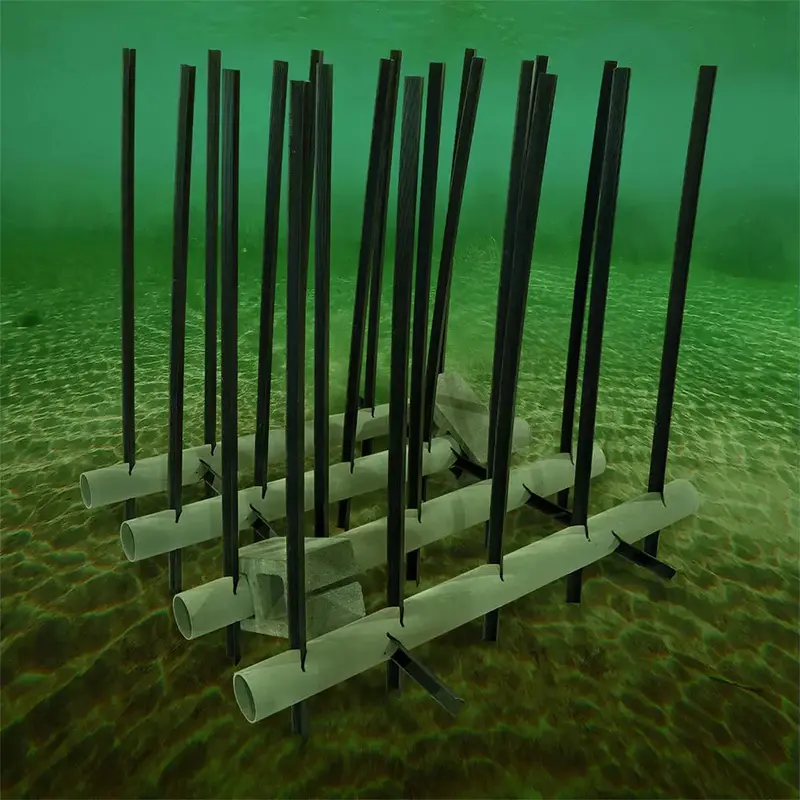 Mossback Fish Habitat Reed Mat | 60" X 60" X 60" Dense Cover Structure | Biologist-Designed | For Multi-Species Fishing & Spawning Protection In Ponds & Lakes 1