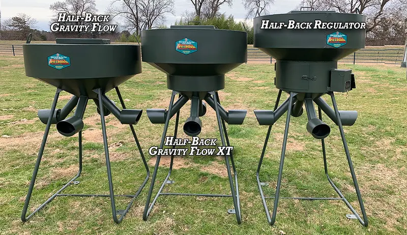 Outback Wildlife New Improved “Half-Back” Protein Feeders | Model Half-Back Gravity Flow/Flow Xt/Regulator 400/600/1000 | Lid Opening 16" Square 1
