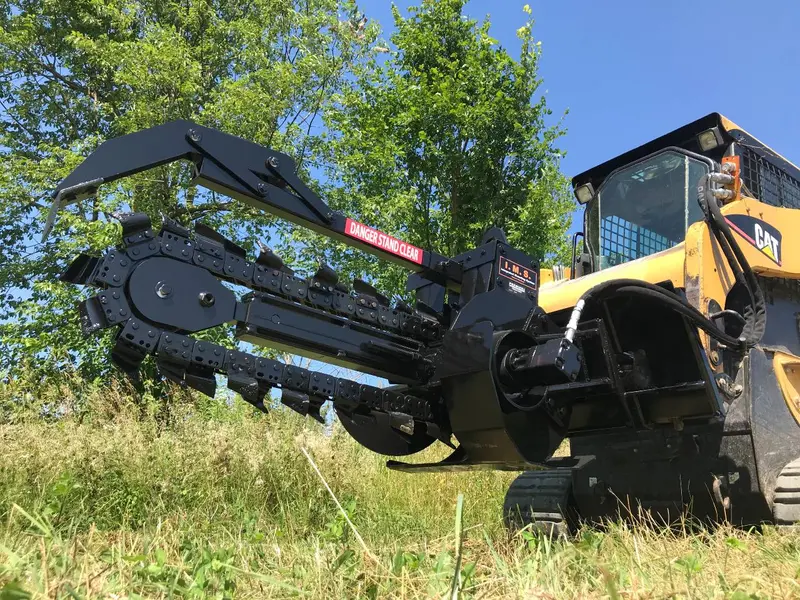 Premier Duo-Tach® Trencher Attachment | T100-I & T125-I Models | Chain Widths 4”, 6”, 8”, 10”, & 12” | For Skid Steer Loaders & Mini Skid Steers 1