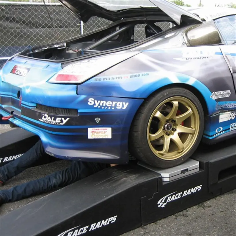 Race Ramps Portable Pit Stop Ramps Racer Model With Scale Cutouts | Model Rr-Pps-R | 16" W X 14" H | 6,000 Lb Capacity | Adjustable 90 To 115" Wheelbase | For Garage & Track 1