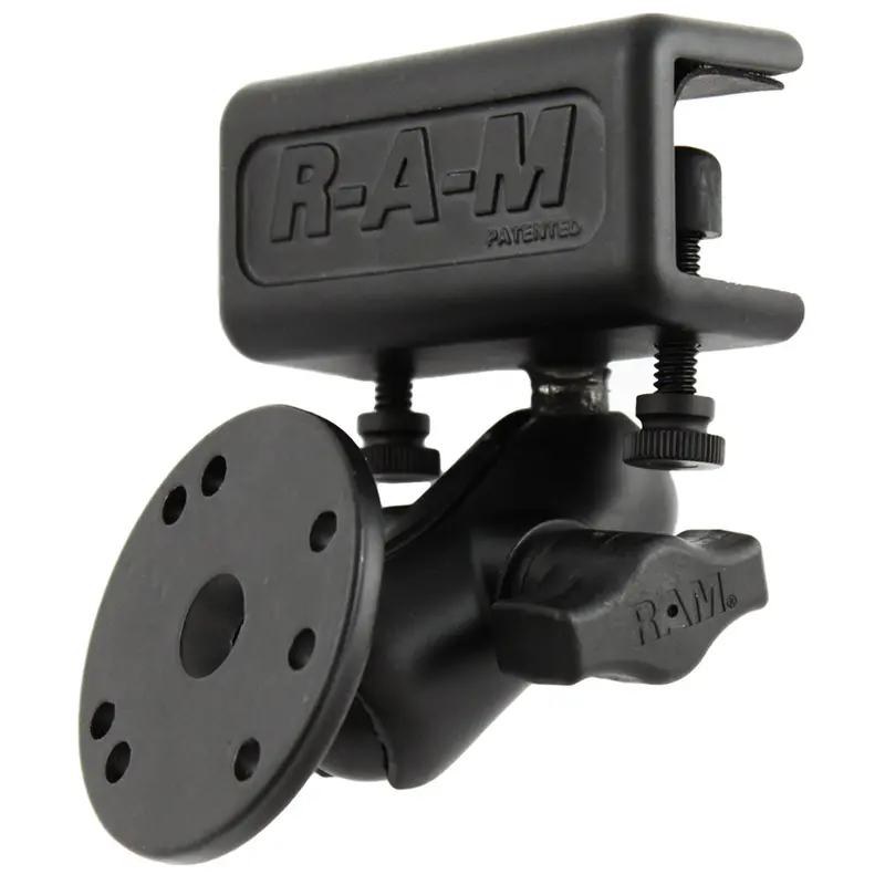 Ram Mount Glare Shield Clamp Mount W/Short Double Socket Arm & Round Base Adapter W/Amps Hole Pattern [Ram-B-177-202U] 1