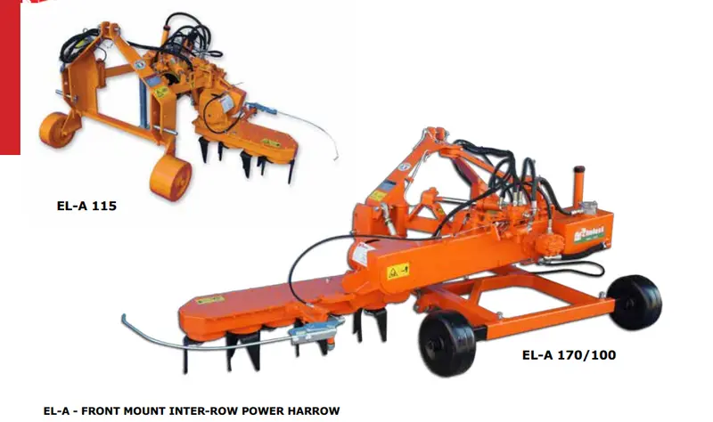 Rinieri In-Row Power Harrow | El Series | Working Width 25" & 39" Inches | Horsepower 30-60 Hp | For Tractors 2