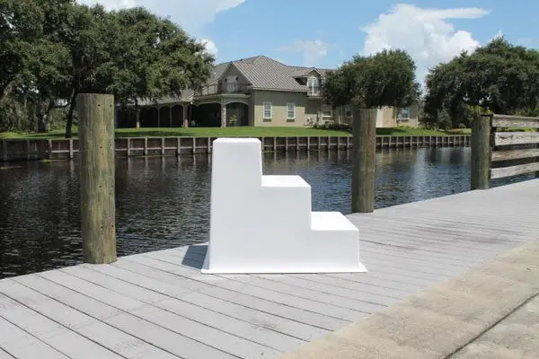 Rio Marine Customs | Boarding System W/ Handrail | 3-Step Fiberglass | Model Cms03-Rr | 22" W X 17.5" D X 14" H | Uv-Resistant Gelcoat | For Boat & Dockside 1