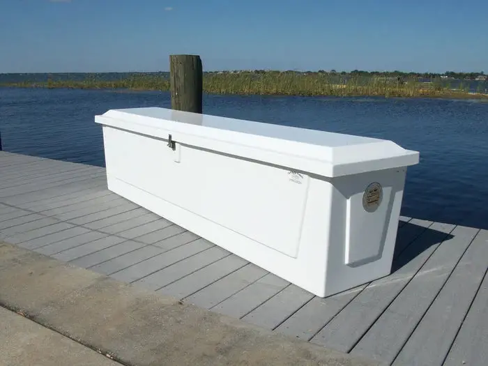 Rio Marine Customs | Dock Box | Fiberglass Sail Box | Model Cm010 | 121" L X 16" D X 18" H | Trailer & Dockside | For Sail Storage 1