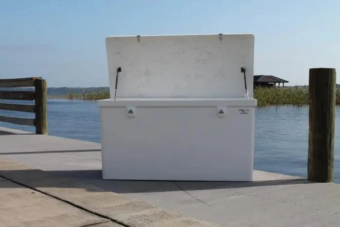 Rio Marine Customs | Dock Box | Rough Water | Model Rwdb60 | 60" W X 29" D X 33" H | Heavy-Duty Fiberglass | For Marine Storage 2