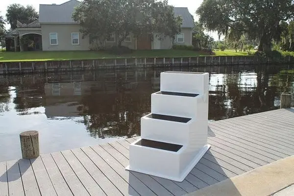 Rio Marine Customs Fiberglass Boat Boarding Stair With Hand Rail | Model Bs4 | Sku Cms04-Rr | 25" Width X 45" Depth X 42" Height | 4-Step Access Solution | For Yacht & Dockside 1