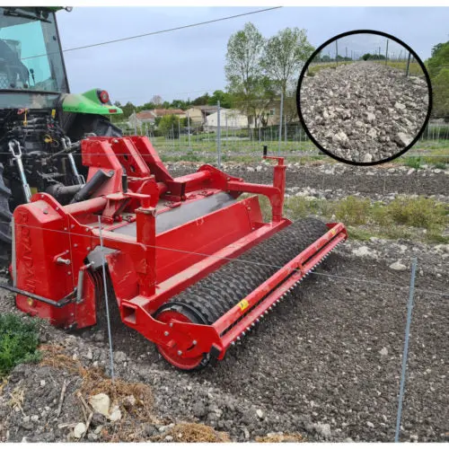 Rotadairon Rx Series Heavy-Duty Stone Burier | Model Rx-250, Rx-300 & Rx-370 | Working Width 98.5", 120" & 145" | Mesh, Iron & Rubber Roller | Horsepower 110-280 Hp | For Tractors 1