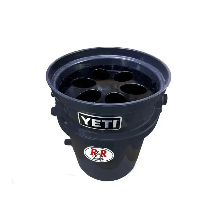 R&R Tackle Co. Live Bait Bucket Tube Saltwater Fishing Attachment | Model Kite/Pitch 6-Hole | 12" Oval Tube | For Offshore Anglers (Designed For Small Bait Species) 1
