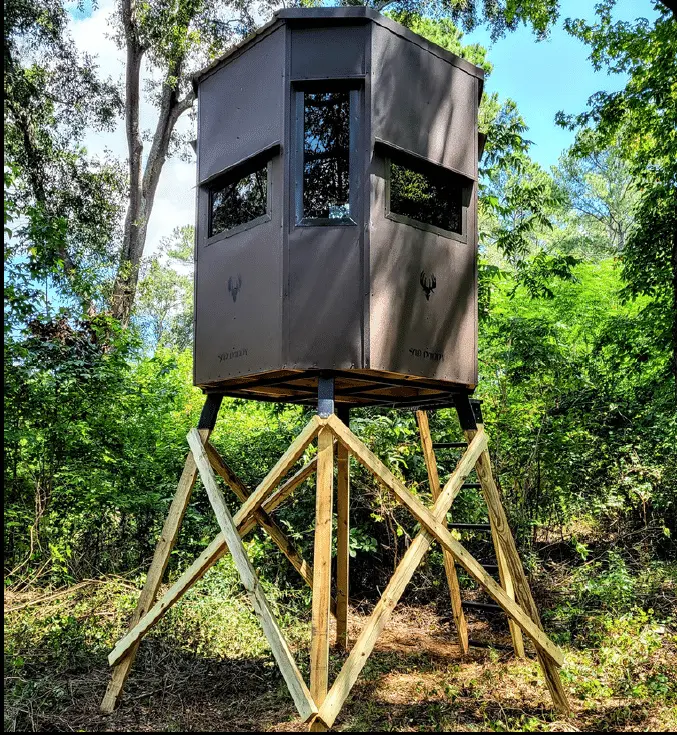 Sad Daddy 6X6 Cage Bow Blind | With Elevation Kit & Steel Skid Frame | Hunting Box Blind 1