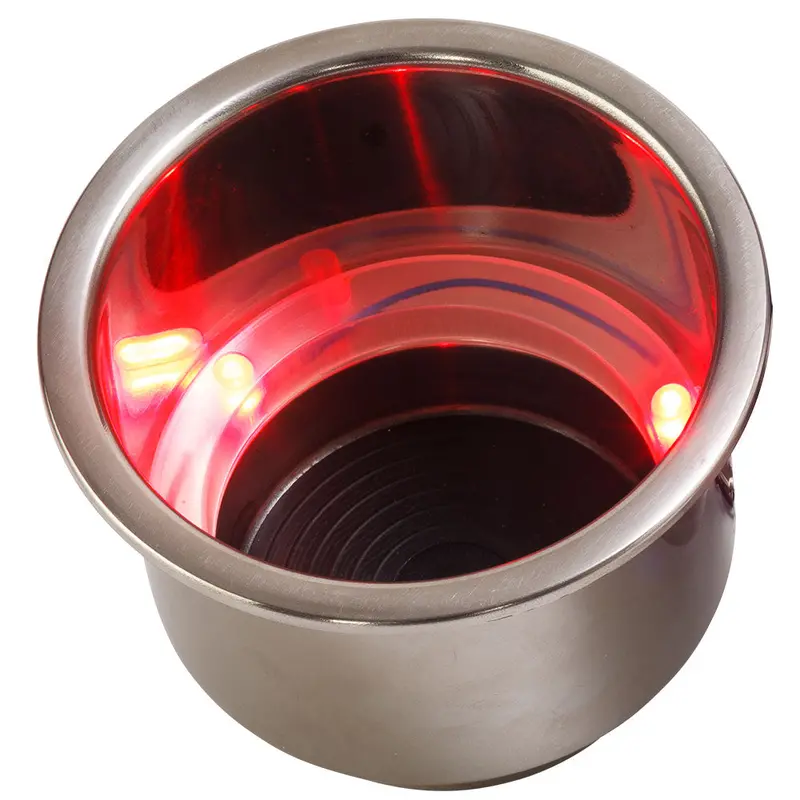 Sea-Dog Led Flush Mount Combo Drink Holder W/Drain Fitting - Red Led [588071-1] 1