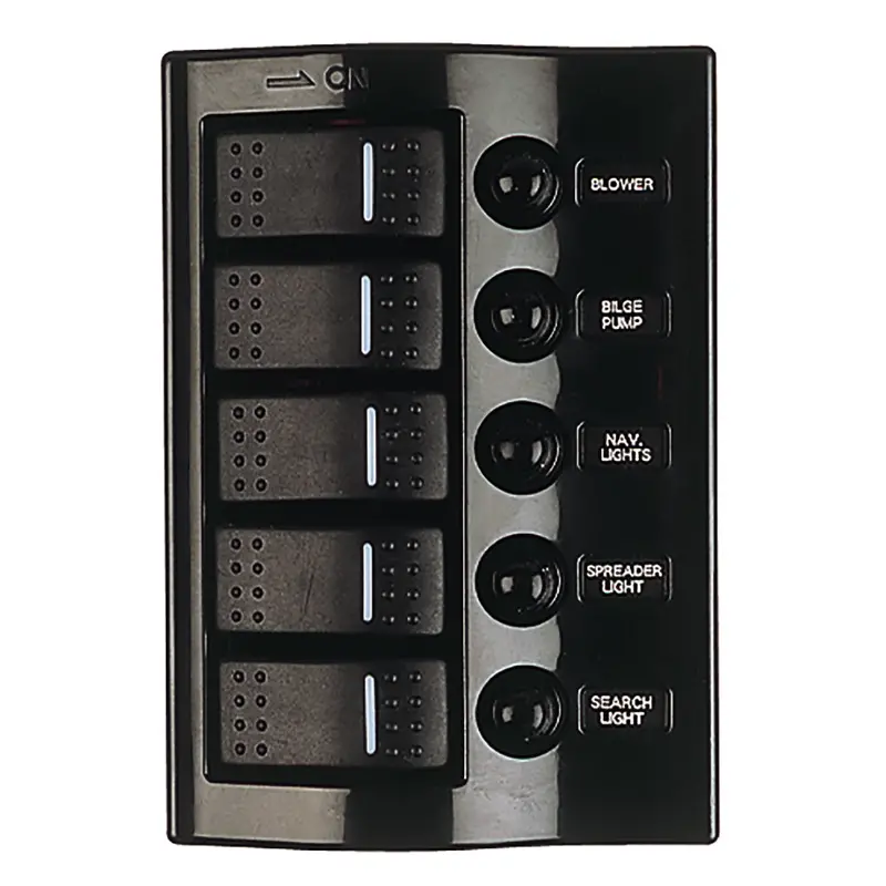 Sea-Dog Nylon Circuit Breaker Panel - 5 Circuit - Wave Style [425800-1] 1