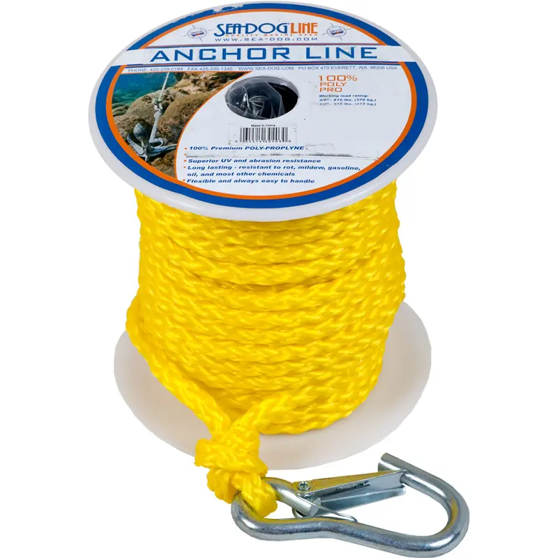 Sea-Dog Poly Pro Anchor Line W/Snap - 3/8" X 100 - Yellow [304210100Yw-1] 1