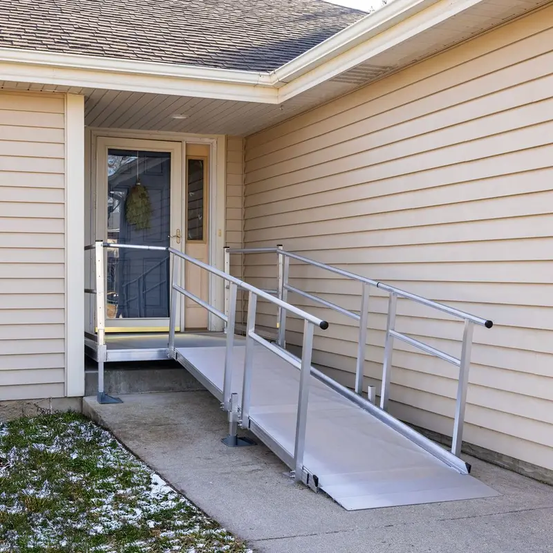 Silver Spring Clearway L-Shaped Modular Ramp | Model Sss12l44t | 36" W X 12' L | 1,000 Lb Capacity | For Wheelchair, Scooter & Mobility Access 1