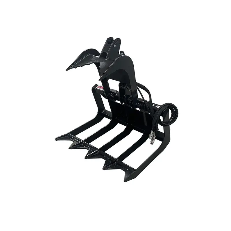 Stout | Brush & Root Grapple | 8" Tine Spacing | Model 38" Width | Hydraulic Flow Up To 15 Gpm |14–18 Kw / 20–25 Hp| For Mini Skid Steer 1