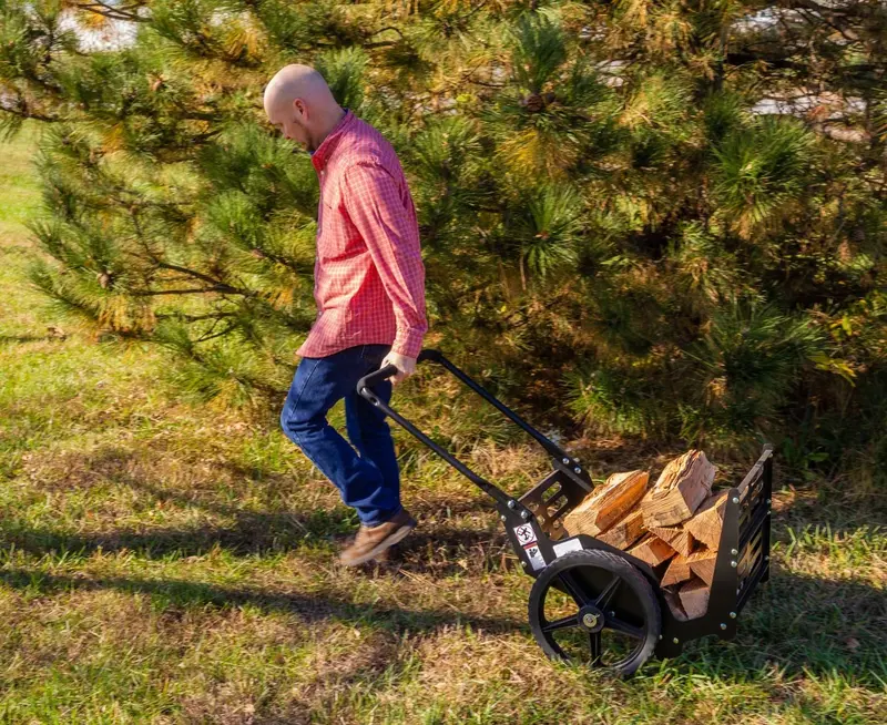 Swisher Eagle & Flag Fire Pit + Firewood Utility Cart Combo | Fire Pit Width 30" | Cart Width 24" 1