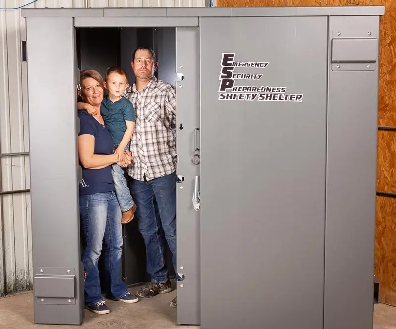 Swisher Esp Corner Safety Shelter | Model Srcs84x62g | 84" External Length | Ef5 Tornado-Grade Steel Safe Room | Up To 6-Person Capacity | Indoor Installation Security Shelter 1