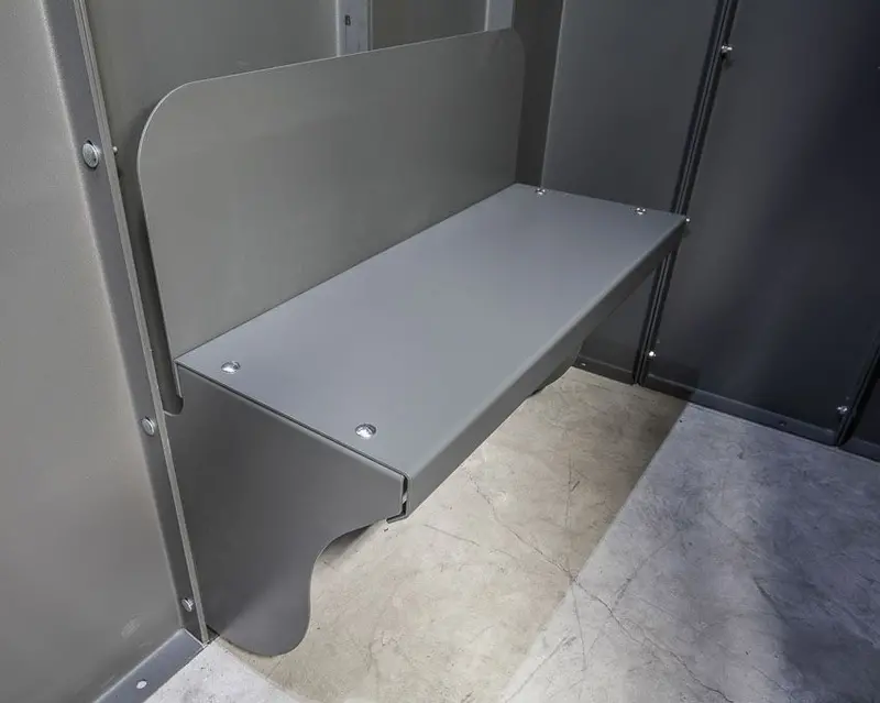 Swisher Esp Safety Shelter Accessories | Large & Small Shelves + Bench + Deluxe & Standard Gun Racks | Bolt-On Steel Construction | Customizable Placement | For All Swisher Esp Shelters 3