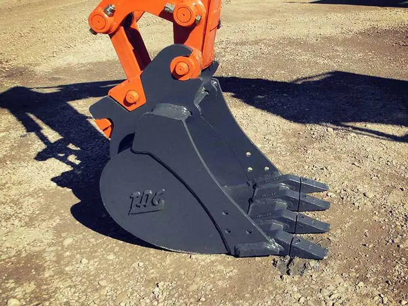 Tag Dirt Bucket | Compact Heavy Duty | 8"–36" Width | Pin-On & Kubota Oem Mounts | 1–2 Ton | For Mini Excavators 1