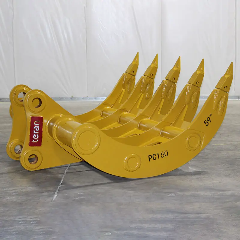 Teran Komatsu Excavator Root Rake | Model Pc-160, Pc-220, Pc-300 & Pc-400 | Width 59", 65", 67" & 73" Inches | Heavy-Duty Construction | For Excavators 1