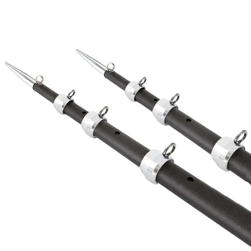 Tigress Xd 3K Carbon Fiber Telescoping Outrigger Poles - 18 Feet - Matte Black/ Silver - Pair [88679-1] 1