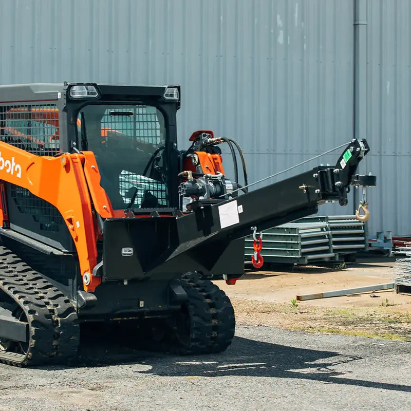 Titan Attachments Crane Jib Attachment | 3-Ton Swivel Hook | 46.25" Width | Oil Flow Range  Flow 4–15 Gpm | For Skid Steers 1