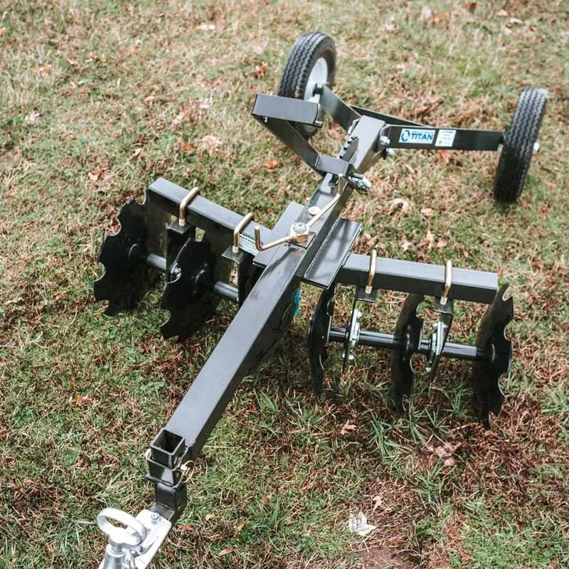 Titan Attachments Disc Harrow | 4' Working Width | 16" Notched Discs | 2" Ball Hitch | Min. 18 Hp / 350Cc Atv Required | For Atv Tow-Behind 1