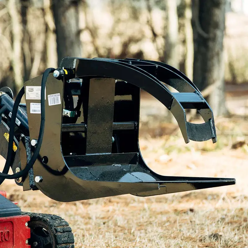 Titan Attachments Log Grapple | 26" Width | 42" Jaw Opening | 3,000 Psi Cylinder | 6–12 Gpm Oil Flow | For Mini Skid Steers 2