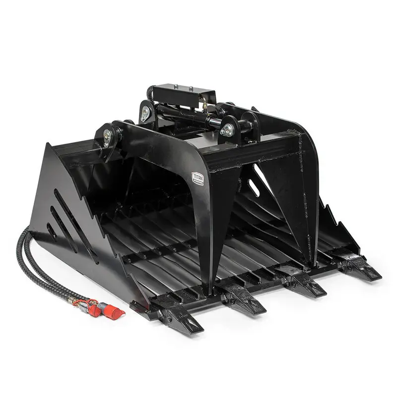 Titan Attachments Skeleton Rock Grapple Rake | Overall Width 40.5" Inches | Hydraulic Flow 11-20 Gpm | For Mini Skid Steer 1