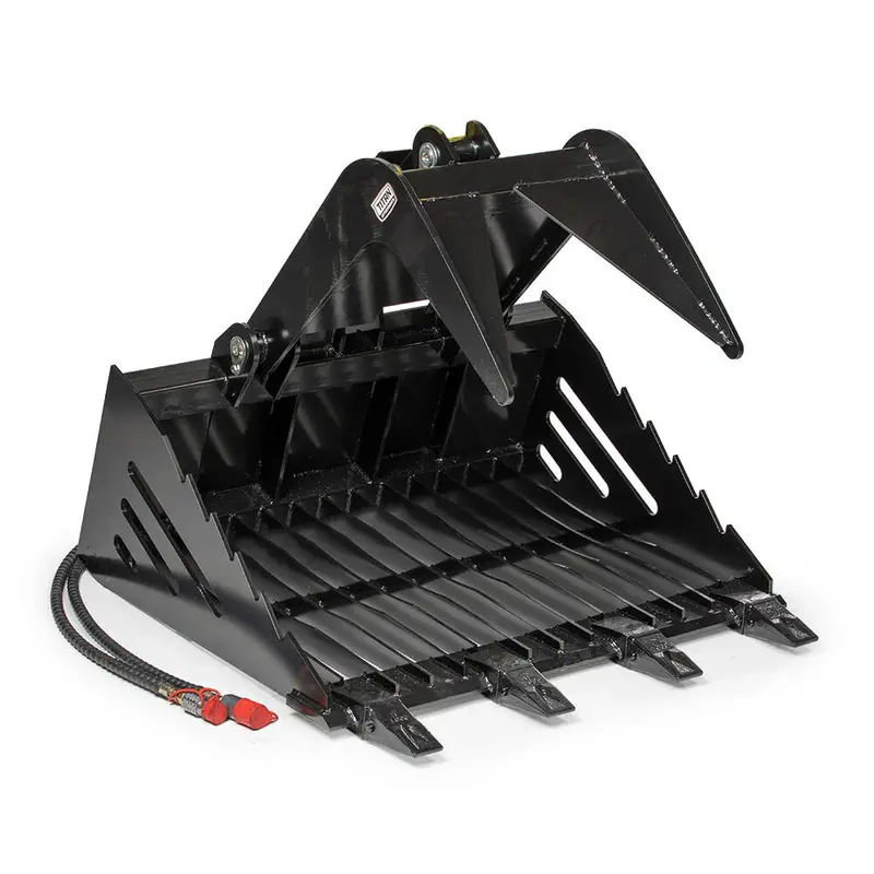 Titan Attachments Skeleton Rock Grapple Rake | Overall Width 40.5" Inches | Hydraulic Flow 11-20 Gpm | For Mini Skid Steer 2