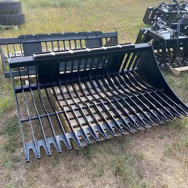Top Dog Attachments Heavy Duty 6" Spacing Rock Bucket | Width 62" To 82" | 15-25 Gpm | For Skid Steers 1