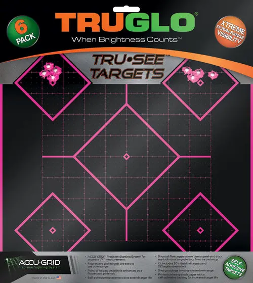 Truglo Tru-See Reactive Target - 5 Daimond 6-Pack Pink 1