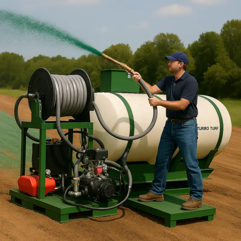 Turbo Turf Hd Hydroseeder | Model Hm-1000-Harv-E & Hm-1000-Harv-E-P | Width 88" | Capacity 1000 Gallons | Engine Horsepower 27 Hp | Skid & Trailer 1