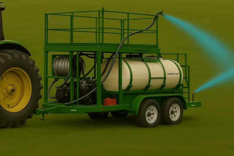 Turbo Turf  Hydroseeder | Model Hm-750-Harv & Hm-750-Harv-P | Width 75" | Capacity 750 Gallons | Engine Horsepower 27 Hp | Skid & Trailer 1
