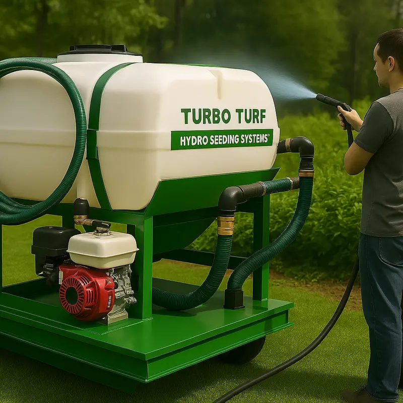Turbo Turf Hydroseeder | Model Hs-400-Eh & Hs-400-Eh-P | Width 62" | Capacity 400 Gallon | Engine Horsepower 13 Hp | Skid & Trailer 1