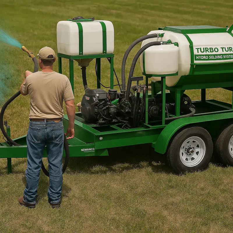 Turbo Turf Mechanically Agitated Hydrodresser | Model Hm-500-Harv-E & Hm-500-Harv-E-P | Width 58" | Capacity 500 Gallon | Engine Horsepower 23.5Hp | Skid & Type 1