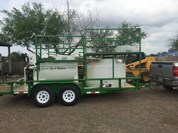 Turfmaker Hydroseeder | Model 325 (Hydraulic) | Total Capacity 325 Gallons | Skid Frame Width 47" | Single Axle Trailer Option 1
